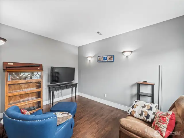 Theater room next to living room