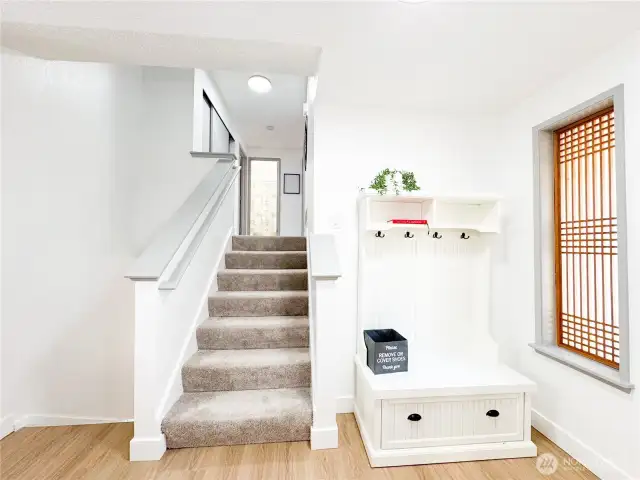 Fresh coat of paint throughout the house, new baseboards, and new carpet in bedroom areas make this house move-in ready.