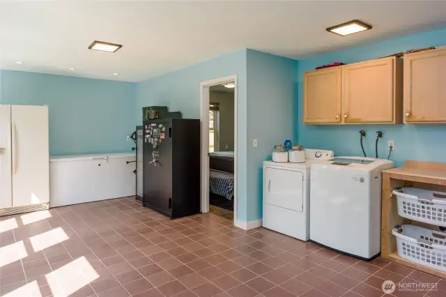 Basement laundry and entrance to master bedroom