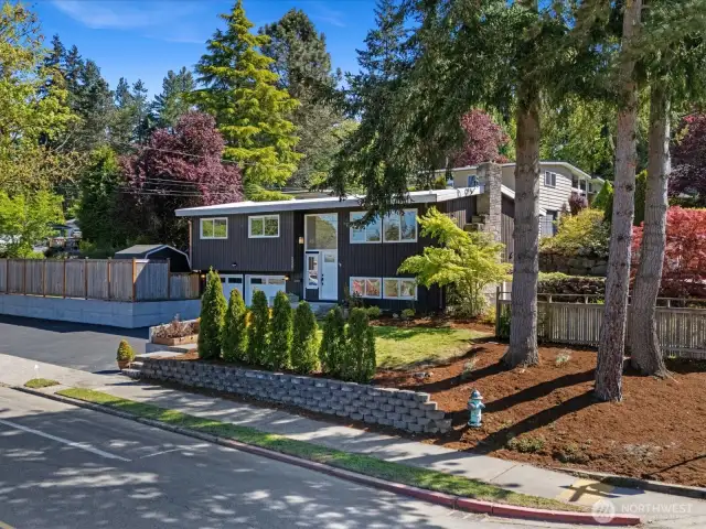 Situated on a quiet street surrounded by trees