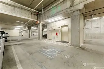 Parking is steps away from elevator