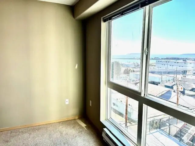 Looking out 2nd Bedroom. There are Screens on the windows and Blinds