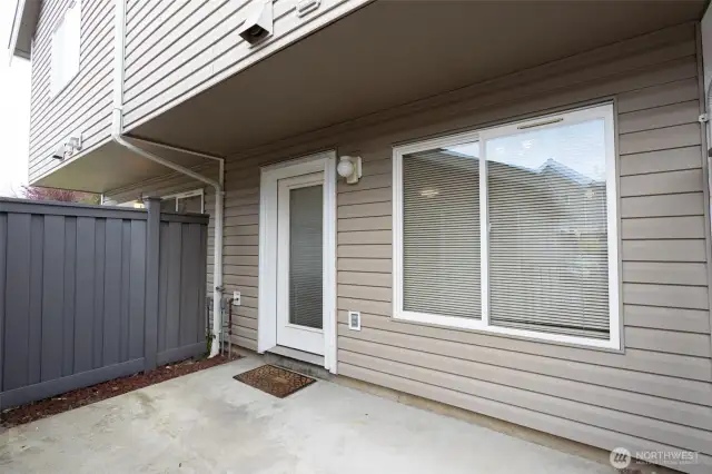 Plenty of room on the back patio for BBQ grill and some outdoor furniture of your liking.