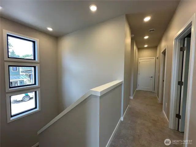 Stairwell windows provide lots of natural light