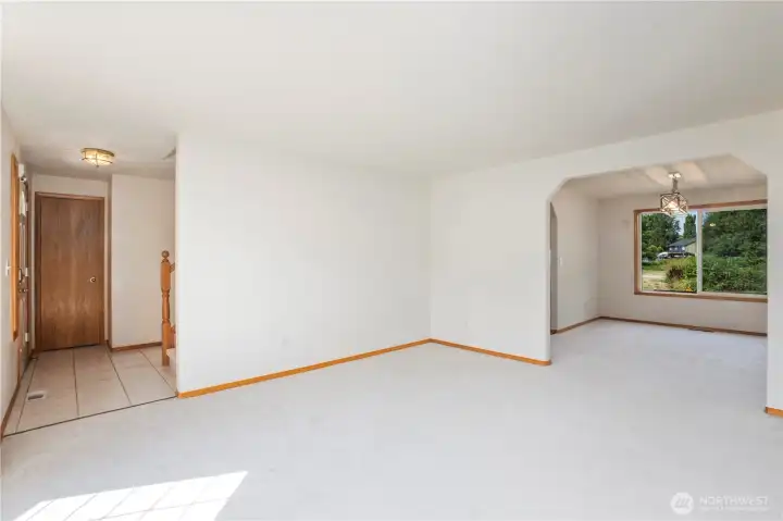 Living Room opens up to Dining Room