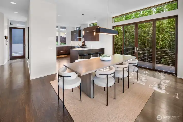 Dining space and kitchen