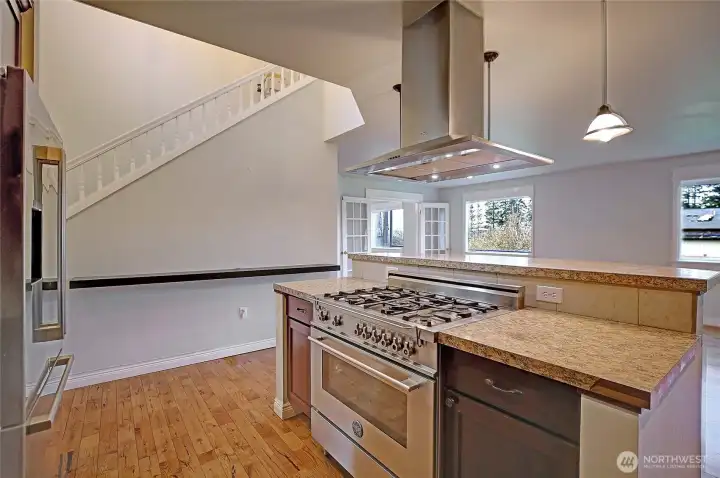 View from the kitchen showing all the natural brightness that comes from the Western facing windows.