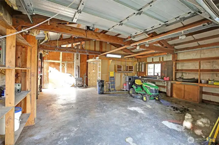 Inside the 24x30 shop which is wired with electricity