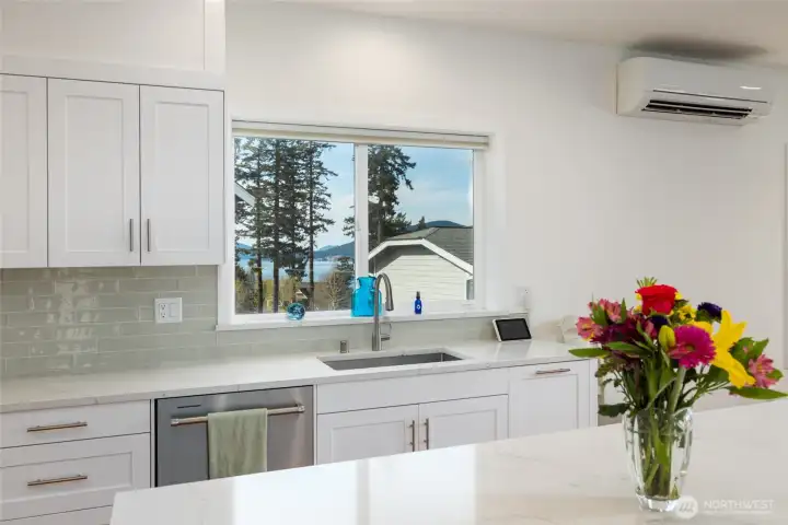 Enjoy the view from the breakfast bar in the kitchen.