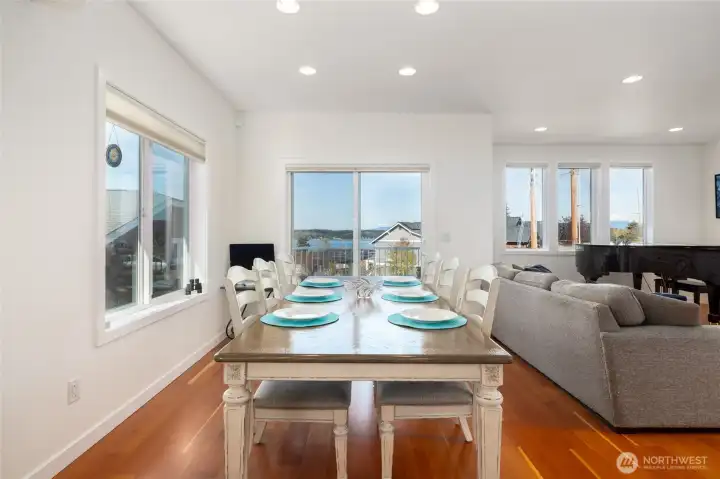 View of dining room from kitchen as you face north.