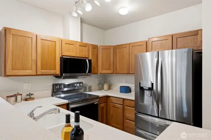 Well-designed kitchen with practical workspace and open flow.