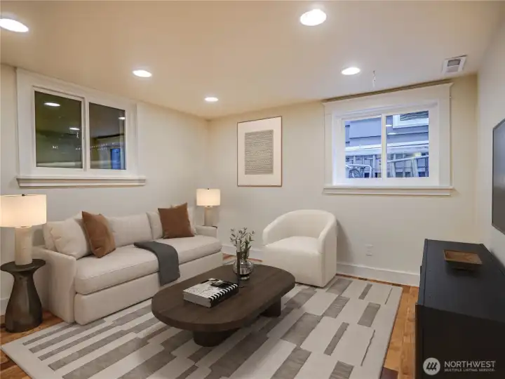 Lower floor apartment/ADU. This room virtually staged