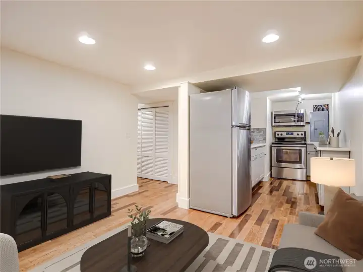 Lower Floor Apartment ADU with delightful city kitchen. Virtually staged