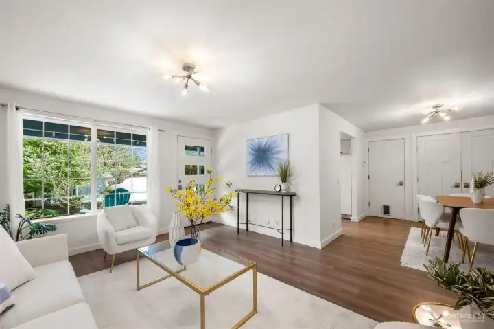 Living space connecting seamlessly to dining area