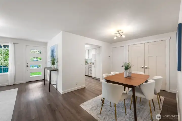 Dining area adjacent to kitchen and living space