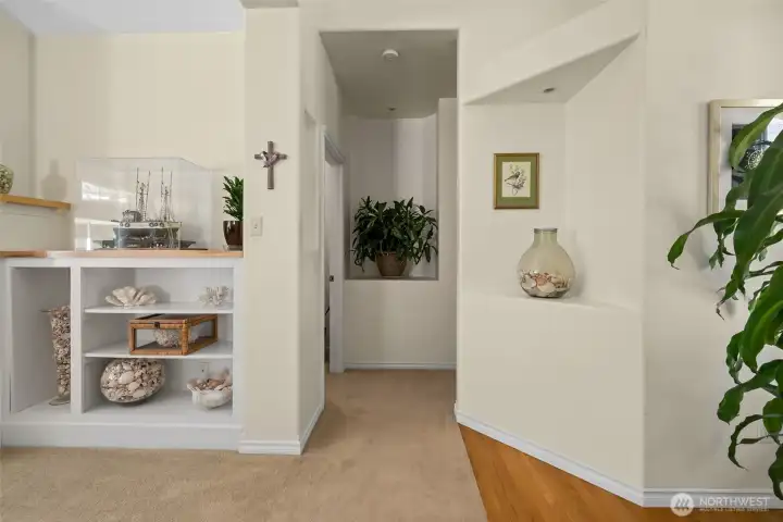 Hall to two primary rooms.