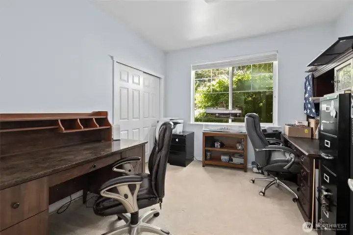 Bedroom #3 with French doors, now used as an office.
