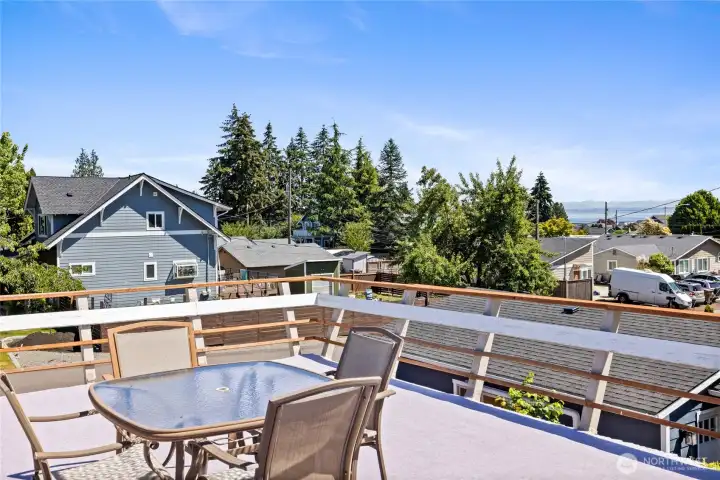 Views of the Sound from the spacious deck