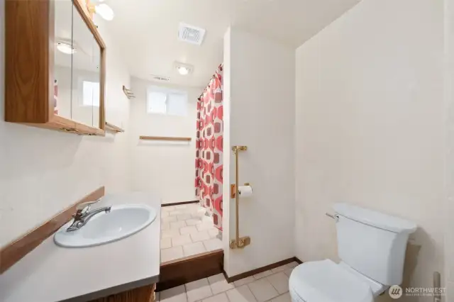 Full bathroom in basement.