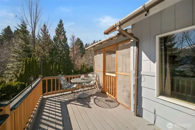 Back deck off of screened-in porch.