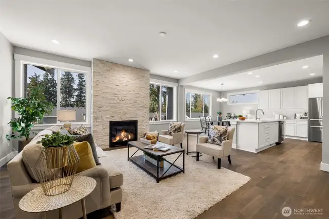 A multitude of windows welcome in the natural light.
