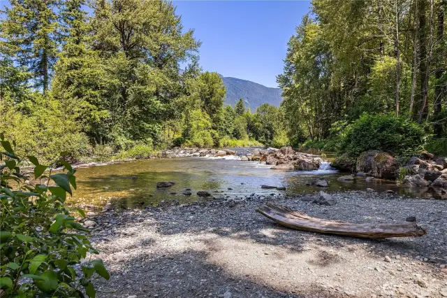 River beach area. Perfect wading / swimming area.
