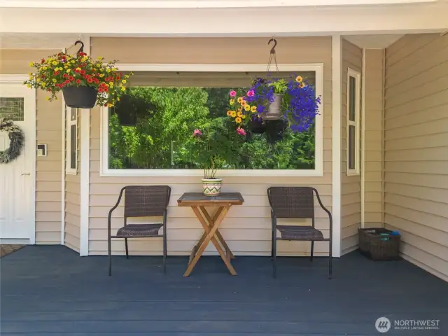 Trex deck with covered seating area.