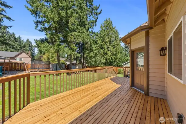 Beautiful new deck off kitchen.