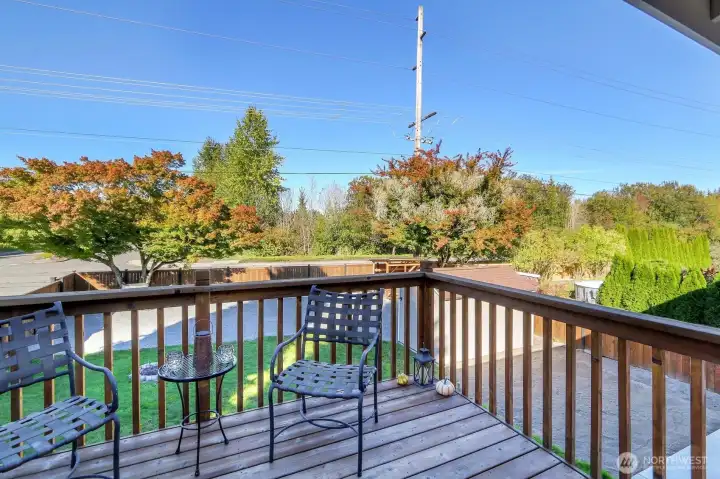 Freshly stained deck.