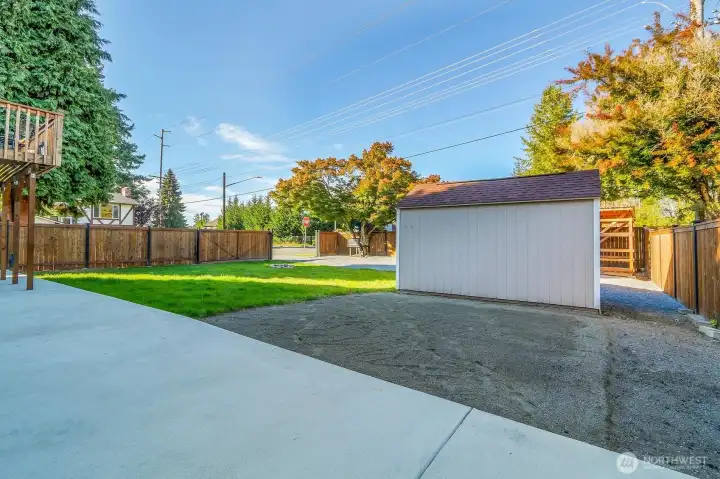 14' gate entrance into the back yard.