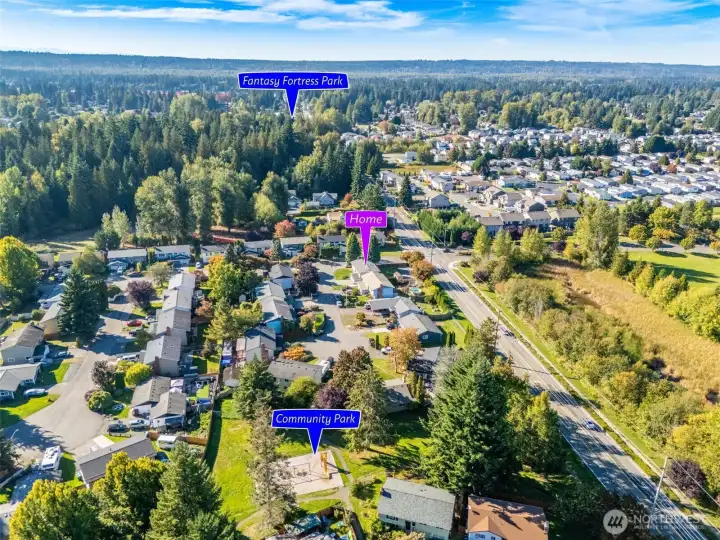 Easy access to the community park. This view is looking West.