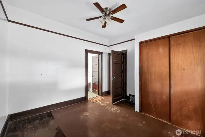 bedroom and closet