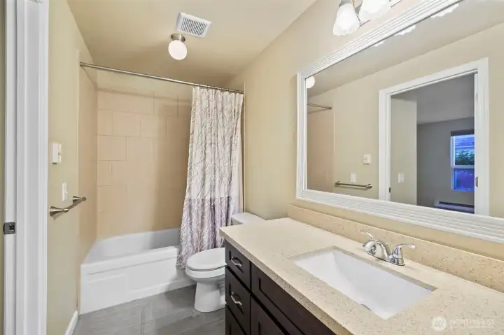 Fully renovated bathroom.
