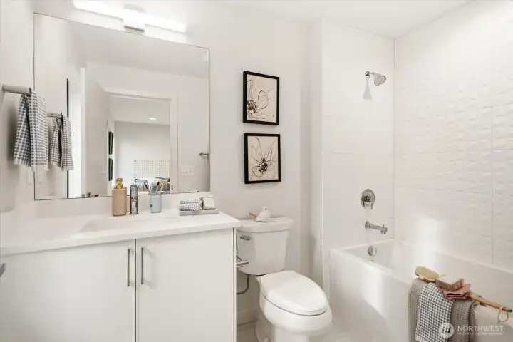 Tailored details and modern fixtures.