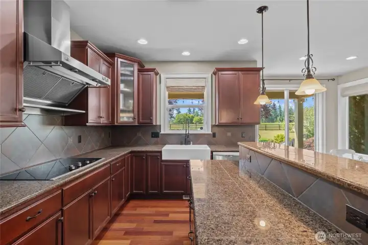 A new electric range has been installed. A propane stub remains to change back to a gas range if desired.