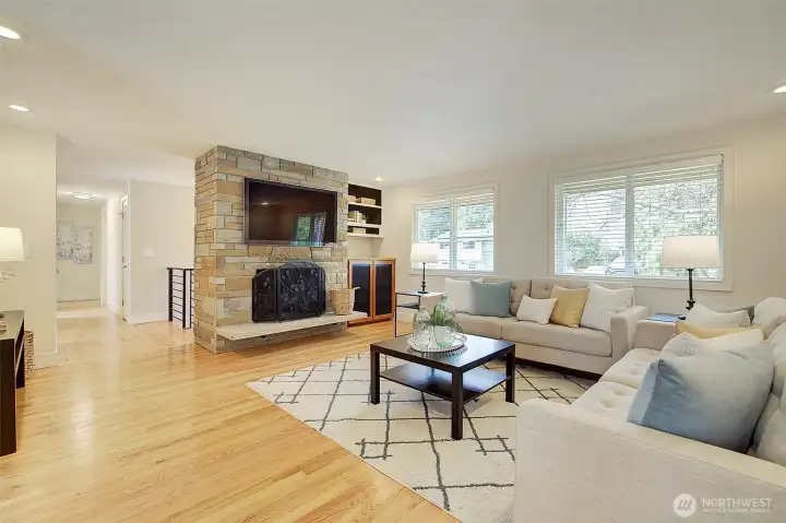 Gorgeous floors and a cozy fireplace!