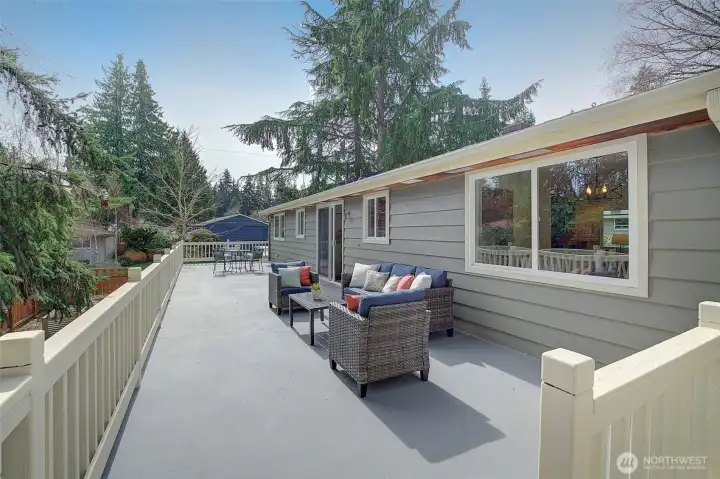 Kitchen sliders open to oversized deck!