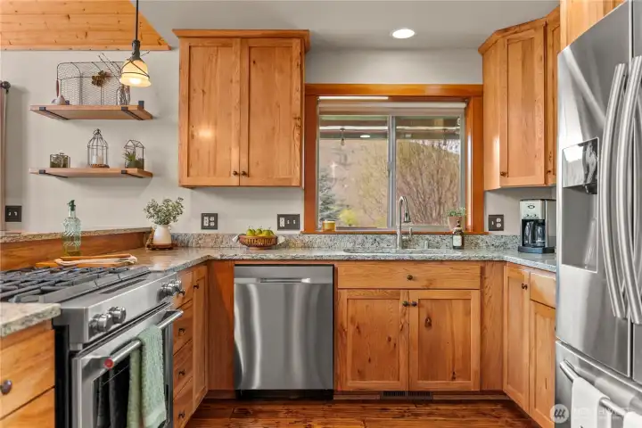 Plenty of counter and cabinet space for a serious cooking enthusiasts.