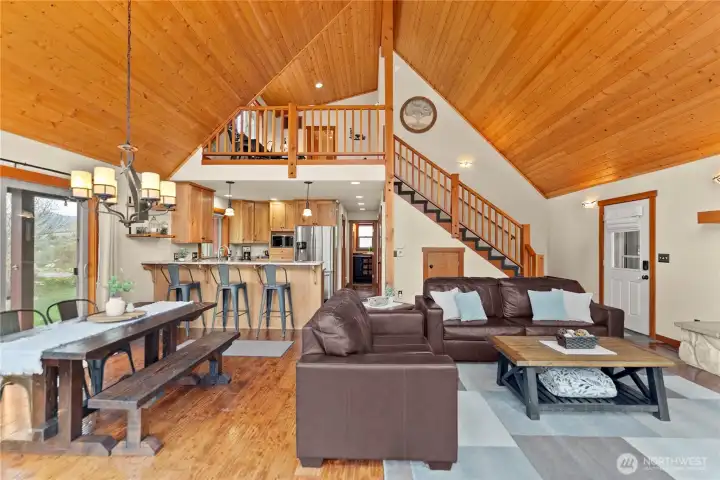 Main level great room, kitchen, pantry, bathroom and primary bedroom.