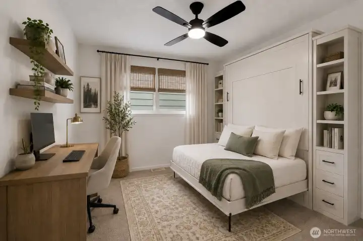 Virtually Staged as Home Office or a Guest Bedroom