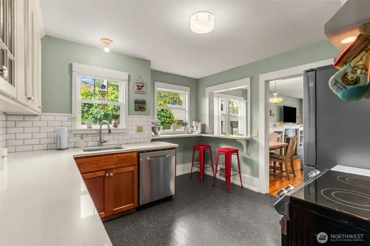 Light and Bright kitchen area.