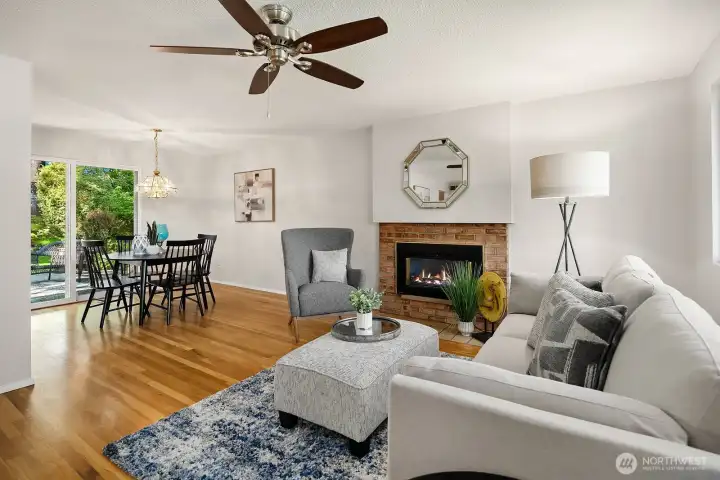 Spacious and open, gas firplace adds enjoyment to any gathering.