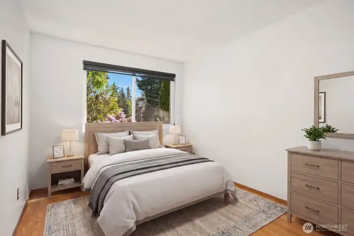 Virtually staged 2nd bedroom.