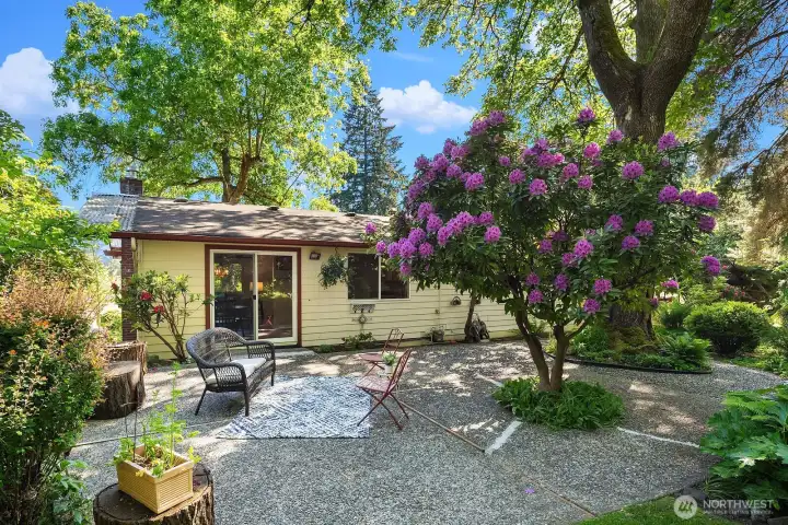 Large patio makes space for relaxing or gathering