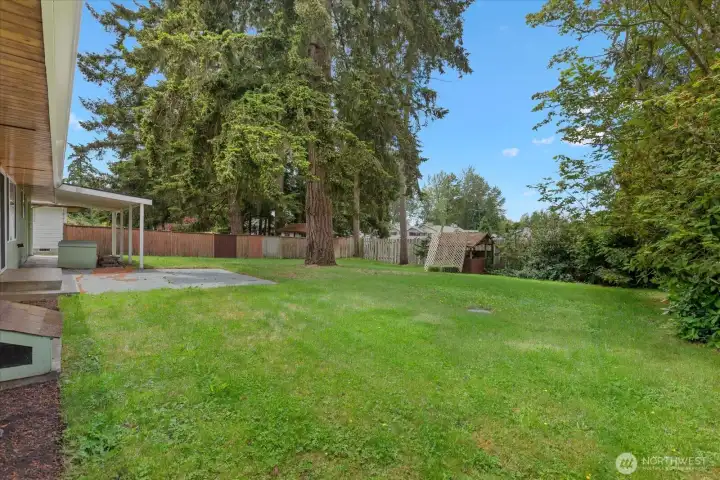 Spacious backyard and patio. Spacious backyard and patio.