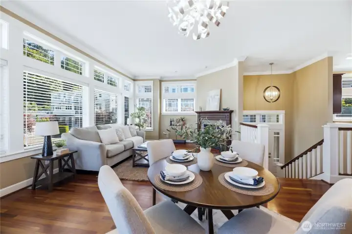 Living room, dining and kitchen