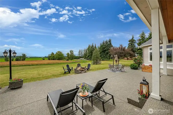 Enjoy the open views from your large backyard patio! Or sit by the firepit at night and enjoy the peaceful skies. Enjoy the open views from your large backyard patio! Or sit by the firepit at night and enjoy the peaceful skies.