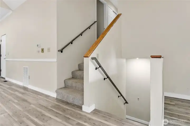 Staircase to upper and lower level Staircase to upper and lower level