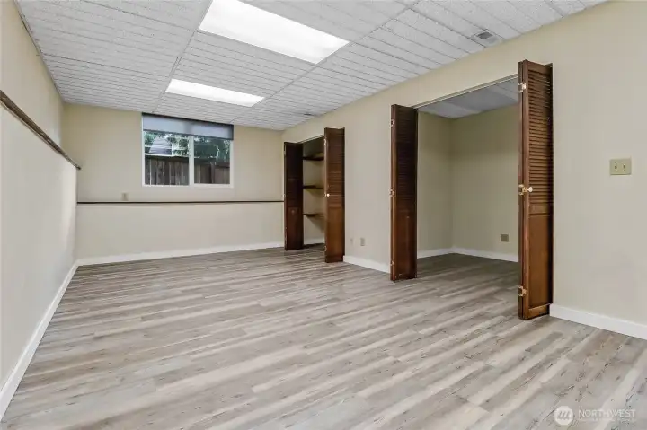 Downstairs Flex room with storage and break out area Downstairs Flex room with storage and break out area