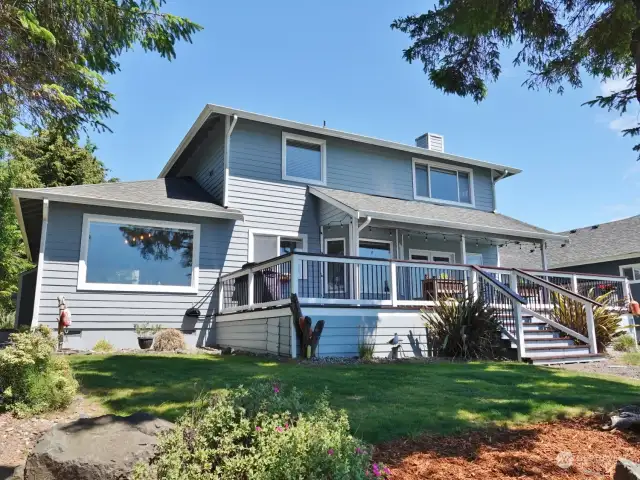 Rear view of the home showing its classic design.